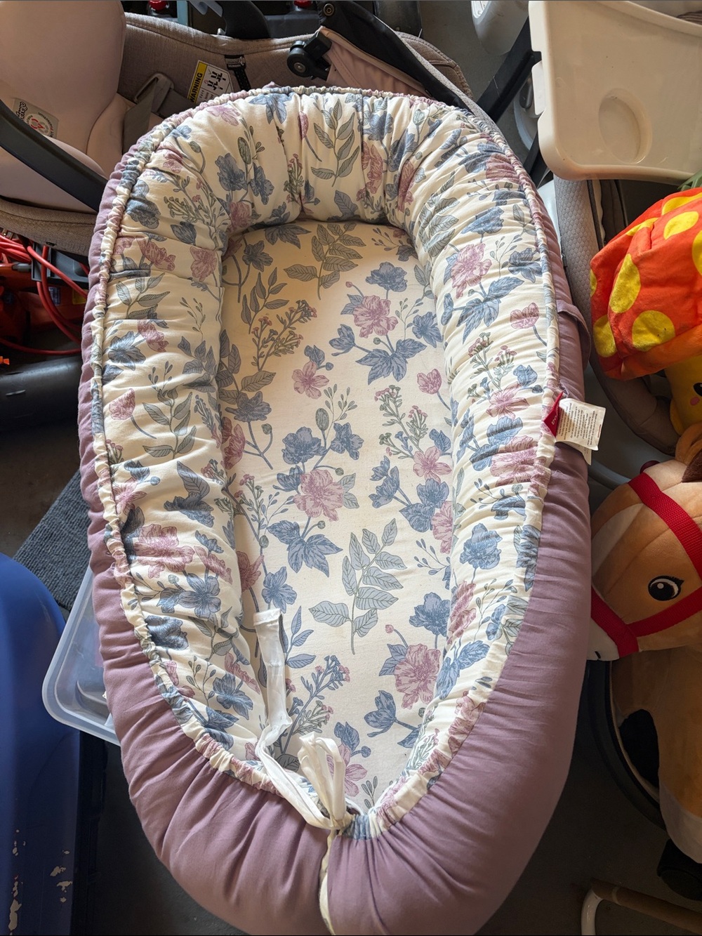 Floral Baby Nest Lounger in Mauve and Cream - Kids Accessories
